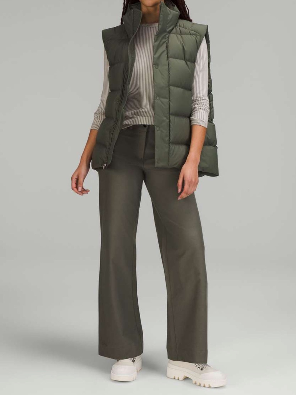 lululemon athletica Olive Green 5 pocket High Rise Wide Leg Pants